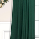 Dark Green Curtains 84 Inch Length for Bedroom 1 Panels Back Tab Pocket Hunter Green Drape Light Filtering Semi Sheer Linen Forest Emerald Green Curtain for Living Room Boho Christmas Decor 52x84 Long