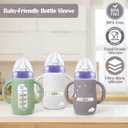 BUSOHA 3 Pack Silicone Sleeves for Lansinoh NaturalWave Baby Bottles - Baby Bottles Sleeves for Lansinoh Bottles Baby Anti-Colic Bottles Holder with Handle Silicone Protector,8 oz
