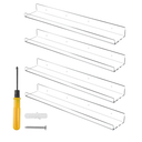 24 Inch Clear Floating Shelves 4 Pack Acrylic Shelves Invisible Floating Wall Ledge Bookshelf 5MM Thick Book Display Shelves Wall Mounted Bathroom Kitchen Organizer