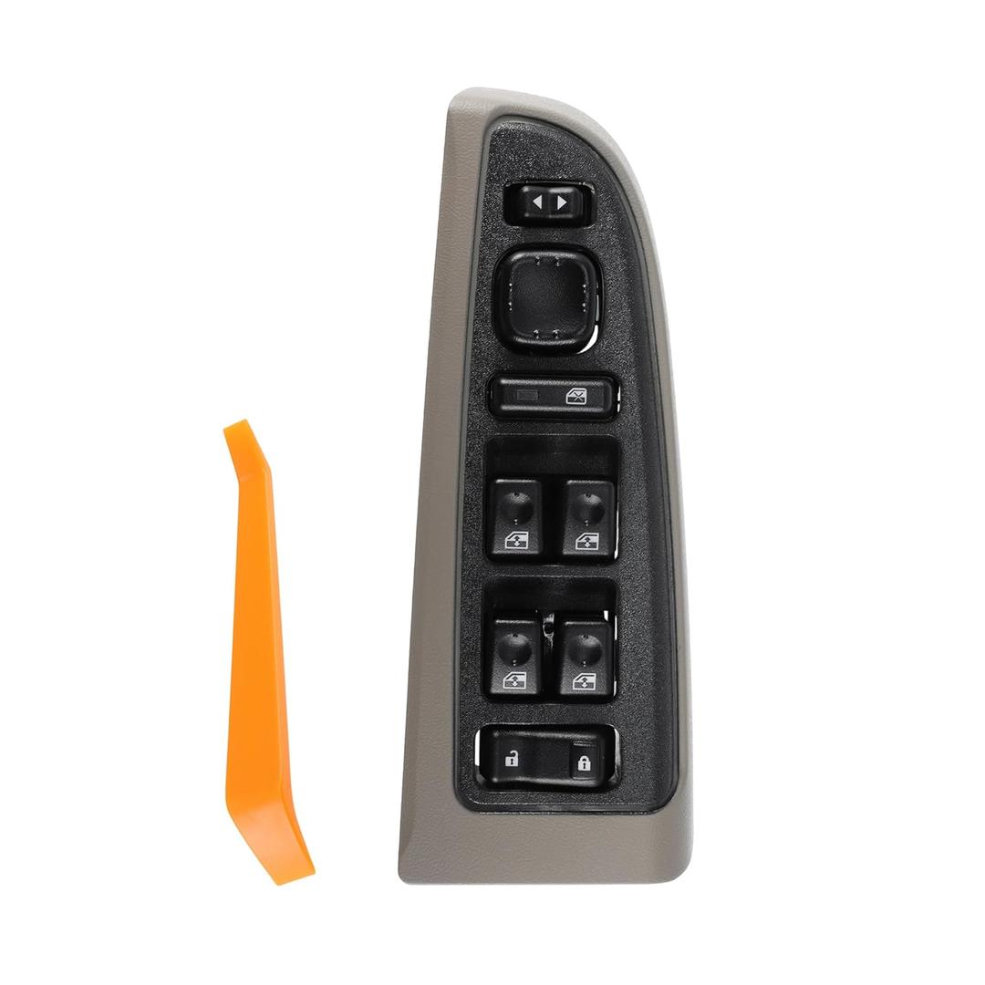 15883323 Front Left Driver Side Door Lock Master Power Window Switch & Brown Bezel Cover for Chevrolet Avalanche Silverado Suburban Tahoe for GMC Sierra Yukon for Cadillac Escalade, Black Panel, Brown Bezel Cover