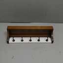 Rebee Vision Key Holder for Wall with Shelf - Farmhouse 2-Color Key Rack with 5 Retro Keys Hooks and Primitive Wood Mail Organizer Wall Mount - Decorative Rustic Home Decor (Brown & White)