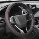 Auto Dynasty Steering Wheel Cover, Breathable Microfiber Leather Car Steering Wheel Protector with Red Stitching, Anti-Slip Inner Rubber Lining, [14 1/ 2 to 15 Inches] Universal Fit Cars Trucks SUVs