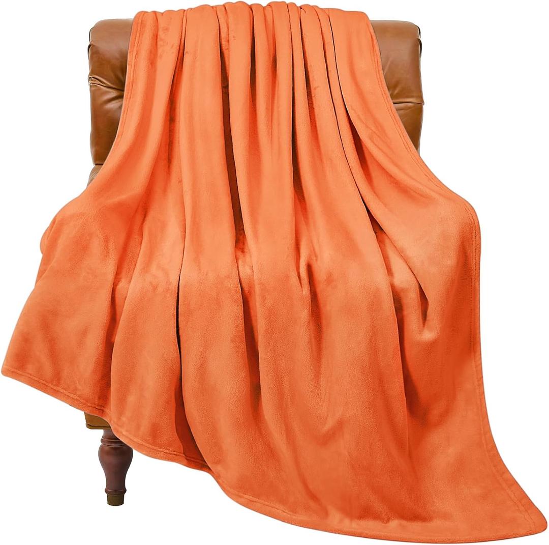 BEDELITE Orange Throw Blanket for Couch & Bed, Luxury Plush Cozy Fleece Blanket 50" x 60", Soft Lightweight Fall Throw Blanket for Home Furnishing