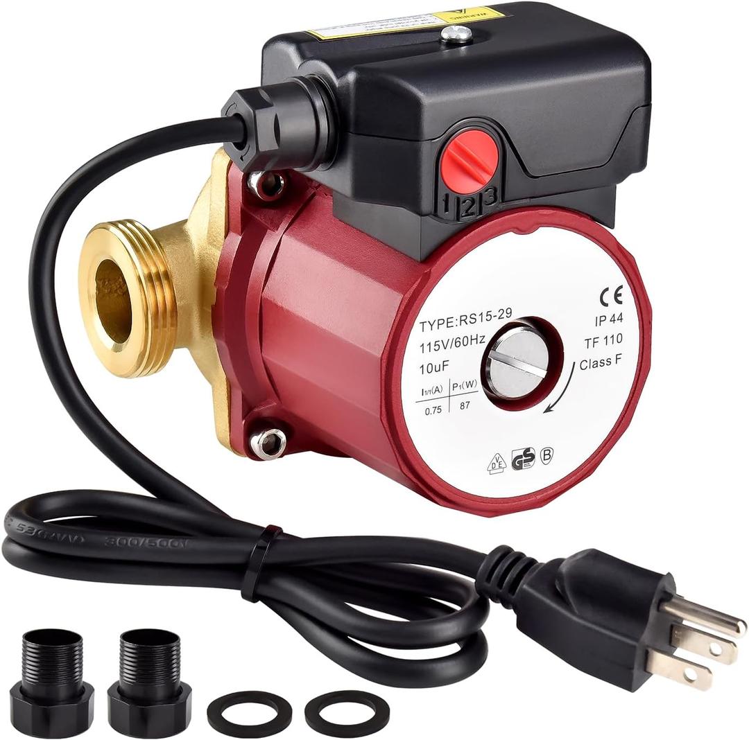 59896776 Non-Submersible Circulator Pump, 115V 1/8 HP 1-1/4" Union NPSM, Compatible with Grundfos UP15-29SU/LC, Hot Water Recirculating Pump for Radiant, Hydronic, Domestic Water Systems