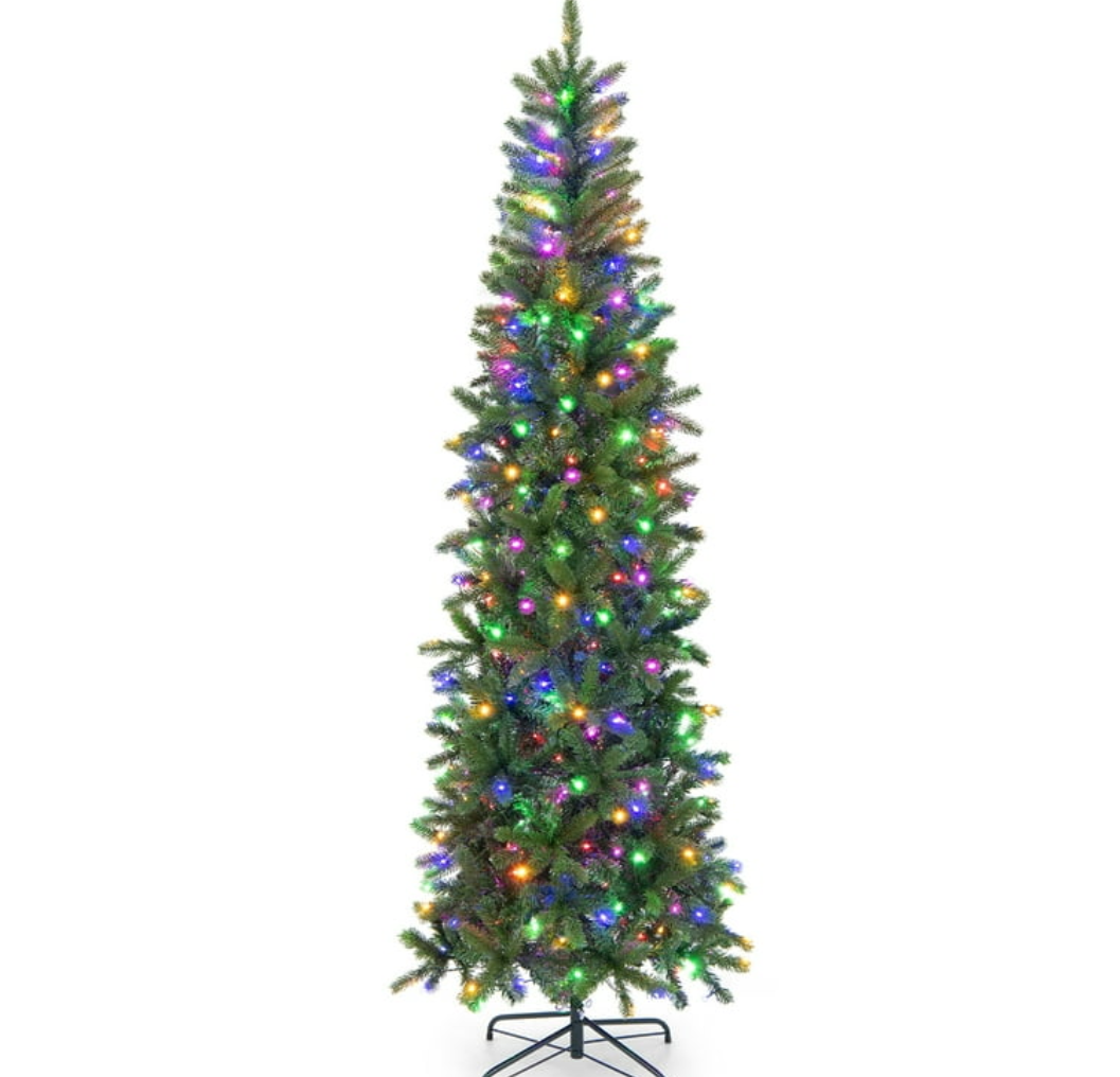 7.5FT Pre-Lit Hinged Artificial Christmas Tree w/ 796 Tips & 350 LED Lights