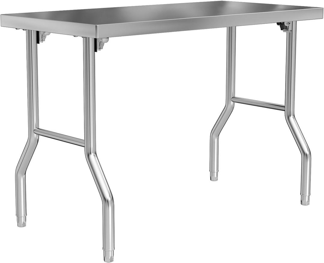 Stainless Steel Folding Table 48 x 24 Inch Commercial Workbench, Collapsible Portable Utility Table for Kitchen, Outdoor BBQ, Restaurant, Garage