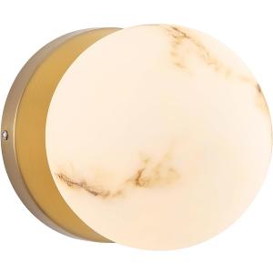 Modern Gold Globe Wall Sconce with Imitation Marble Shades Unique Textures Marble Bathroom Vanity Lighting Premium Resin Wall Light for Bedroom Living Room Staircases Hallway