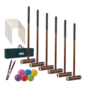 35" 6-Player Croquet Set, Wooden Outdoor Yard Games for Adults