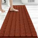 Bcoimo Long Bathroom Rug, Chenille Bath Runner with High Low Pile Design, Soft Absorbent Non Slip Bath Mat, Machine Washable Quick Dry Rug for Shower, Tub, Sink and Vanity