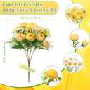 Tigeen 12 Bundles Peonies Artificial Flowers Faux Roses Silk Flowers Hydrangea Artificial Bouquet for Wedding Table Centerpiece Floral Vase Home Office Bridal Decor (Light Yellow)