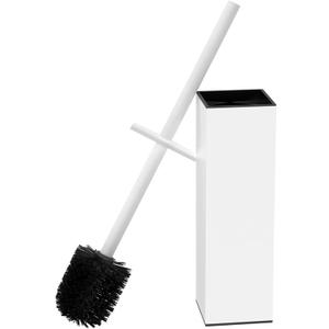 RUACQ Toilet Brush and Holder Set,Square Toilet Bowl Brush for Bathroom with 304 Stainless Steel Handle Toilet Cleaner Brush with Durable Scrubbing Bristles,Splash-Proof (White) (1 pack)