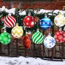 Sumind 10 Pieces Large Christmas Decorations Outdoor Christmas Hanging Ornaments Yard Lawn Signs Round Double Sided Porch Ornaments for Xmas Party Decor(Classic Style)