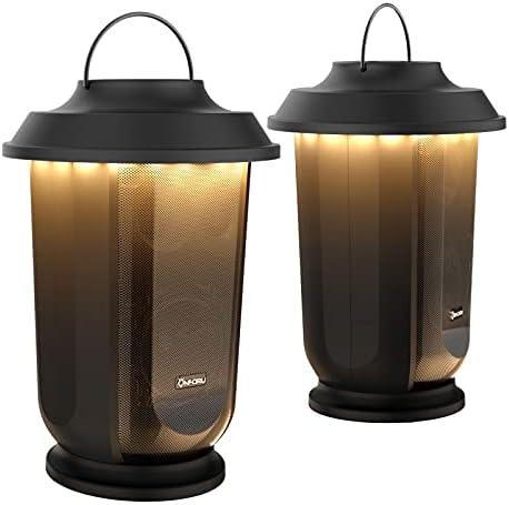 Onforu Outdoor Bluetooth Speaker, 2 Pack 40W True Wireless Stereo Dual Pairing Lantern Speakers for Patio, with 20 Warm White LED Lights, Richer Bass for Indoor Outdoor Camping Waterproof