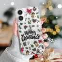 XIZYO Christmas Phone Case for iPhone 16, Cute Merry Christmas Pattern Clear Aesthetic Girls Kids Women Santa Slim TPU Shockproof Protective Case, Clear