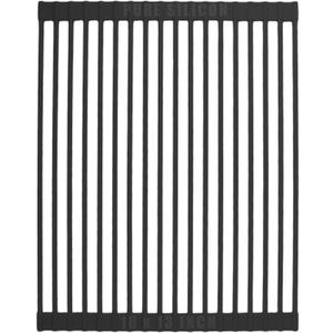 Cover The Sink Roll Up Dish Drying Rack 17.6"x15.4" Silicone Wrapped Foldable Anti-Slip Drainer for Kitchen Counter_Black new