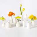 10pc Ceramic Bud Vases Set - 2-3 Inch White Small Vases Collection for Flowers | Boho & Modern Ceramic Vase Set for Table Dcor, Wedding, Cute Vase Home Decor