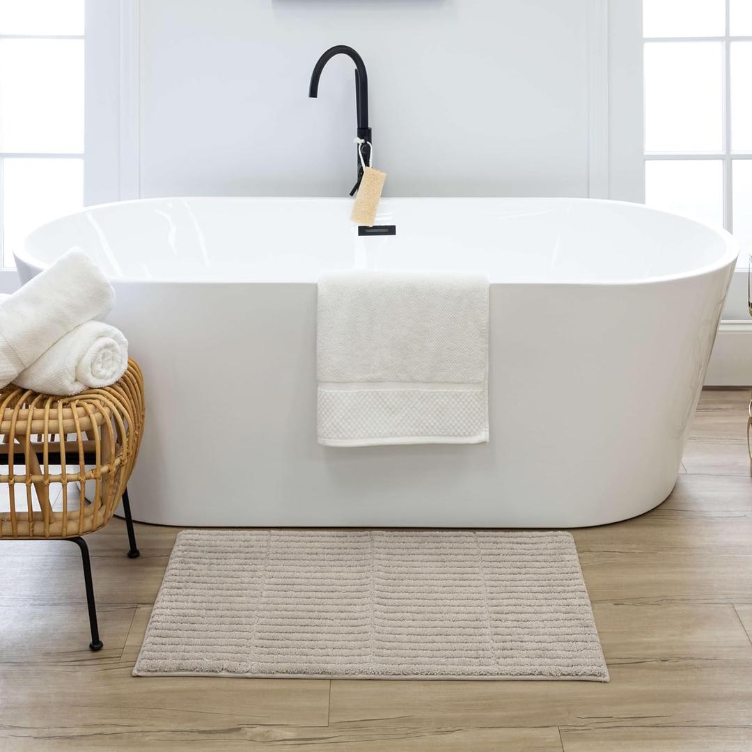 Mohawk Home Sanctuary Casual Solid Taupe 1' 5" X 2' Bath Mat Perfect for Bathroom