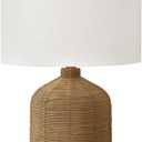 Monarch Specialties 9769, Brown, Modern Lighting 23" H Table Lamp Rattan Beige Shade, 14" L x 14" W x 22.5" H