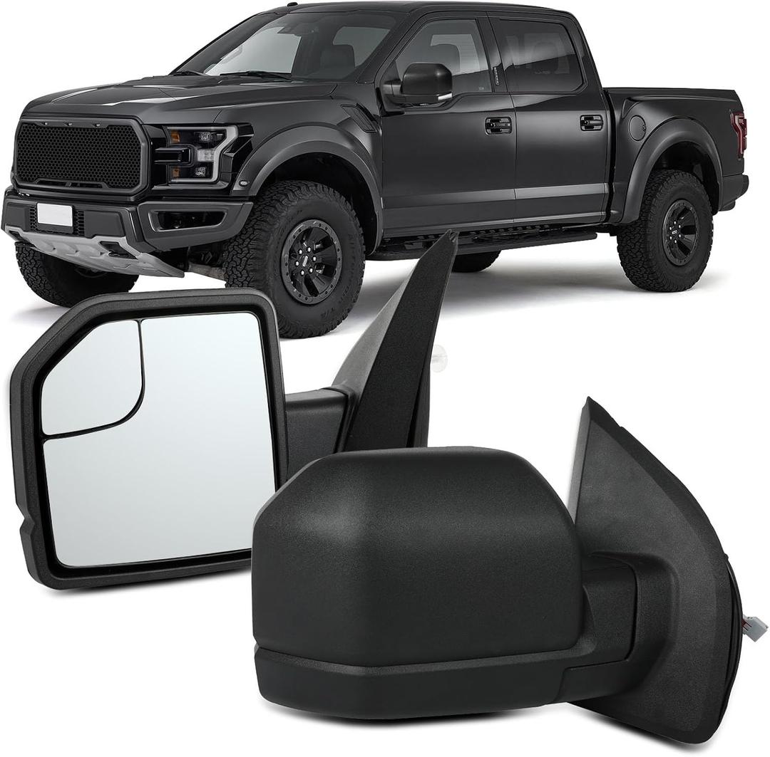 OCPTY Tow Mirrors Power Left Driver Right Passenger Side Pair Of Towing Mirrors Fit For 2015-2020 For F150 Pickup Truck With Temperature Sensor Manual Folding