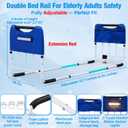 Double Bed Rail for Elderly Adults Safety, ASTM Compliant, Adjustable Bed Rail,U Bar with Sensor Light & Storage Pocket for Medical Bedside Safety Assisting Rails Fits Twin Full Queen Beds