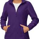 TACVASEN Women's Soft Fleece Jacket Lightweight Full Zip Sweatshirts Coat Casual Winter Warm Sweaters with Pockets (Dark Purple) S