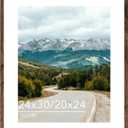 Wood 24x30 Picture Frame with 20x24 Mat, Display 20x24 with Mat or 24x30 Without Mat, Wood 24 by 30 Photo Frame, 24 x 30 Frame for Wall Hanging Display, Deep Brown