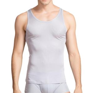 Men Silk Tank Tops Mulberry Silk Undershirt Gym Slim-Fit Layered Camisole Sleeveless Shirts Workout Tee Shirt (Large, Gray)