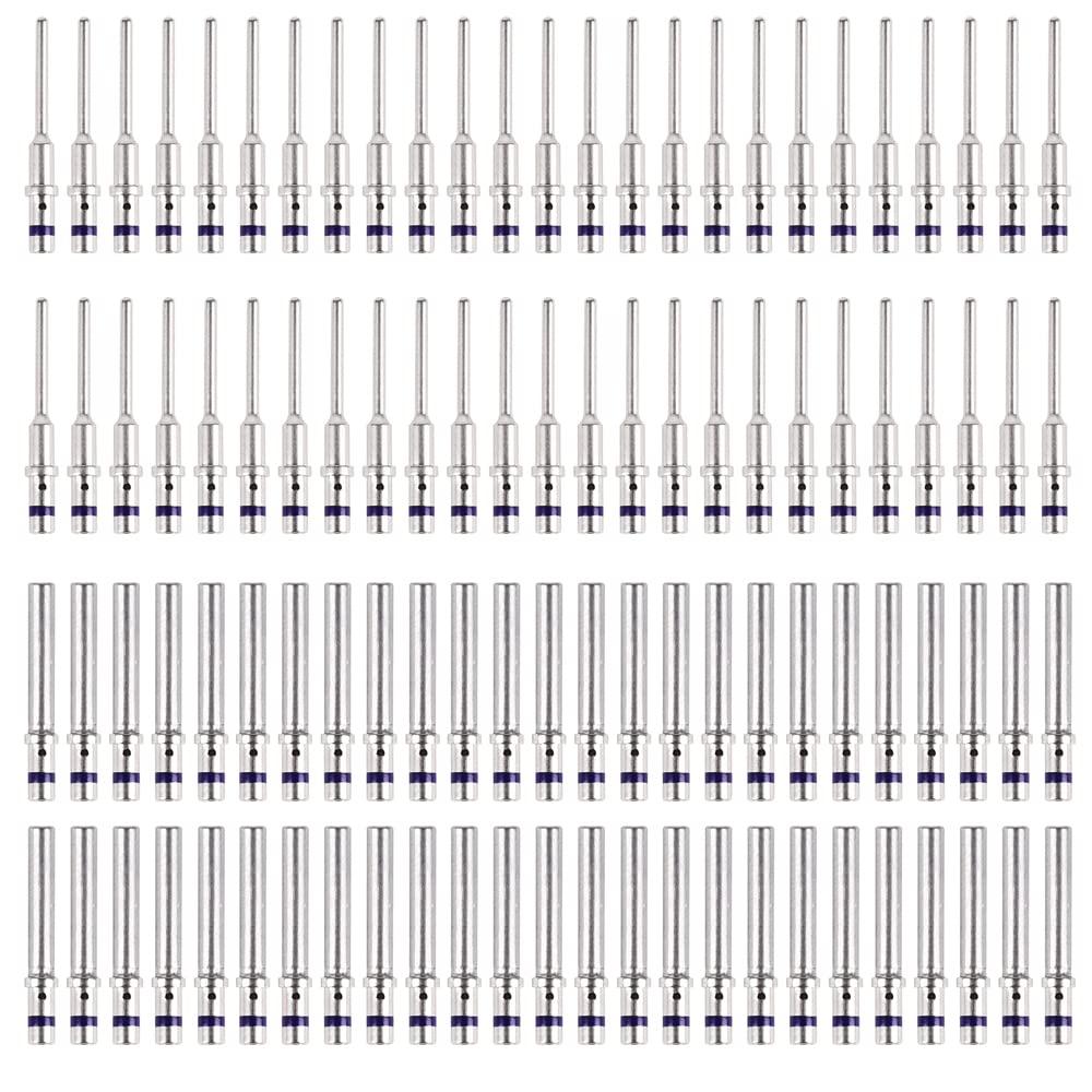 JRready ST6295 Deutsch Solid Contact, Deutsch Solid Pin Size 20, Closed Barrel Contacts Kit, Solid Contacts for DTM Connectors,16-22AWG,7.5A,Purple Stripe,50 Pairs