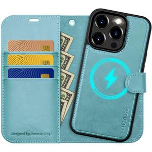 OCASE for iPhone 15 Pro Detachable Wallet Case with Card Holder, [2 in 1] PU Leather Flip Folio Case with RFID Blocking Magnetic Stand Removable Shockproof Phone Cover 6.1 Inch, Mint Green
