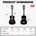 30" Black Beginner Acoustic Guitar Starter Package Student/Kids Guitar with Gig Bag,Strap,2 Picks,Extra Strings, Electronic Tuner.