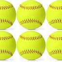 Lewtemi 12" Yellow Sports Practice Softballs, Official Size and Weight Slowpitch Softball, Unmarked Leather Covered Youth Fastpitch Softball Ball for Games, Practice and Training