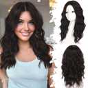 Eawwii Dark Brown Short Wavy Wig for Women Lace Hairline Bob Style Synthetic Heat Resistant - Natural Appearance for Everyday Hairstyle 18 Inch