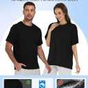 Magnetic Post Surgery Shirt for Men Women Tear Away Clothing Easy One-Handed Dressing Shoulder Surgery IV Access Dialysis (Black, M)