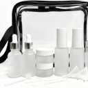 18-Pack Glass Travel Bottles Set, 1.35/0.7/1 oz TSA Approved Containers with Pump Spray, White Small Bottles for Toiletries, Makeup, Skincare