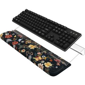 HAOCOO Keyboard Stand for Desktop, Acrylic Tilted Key Board Holder, 3-Level Height Adjustment Keyboard Riser for Easy Ergonomic Working, Wrist Rest for School Desk Accessories