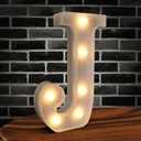 Marquee Lights, 26 Alphabet LED Letters, Battery Powered Night Lights, White Plastic for Engagement Party, Wedding, Baby Shower, Birthday - Letter J