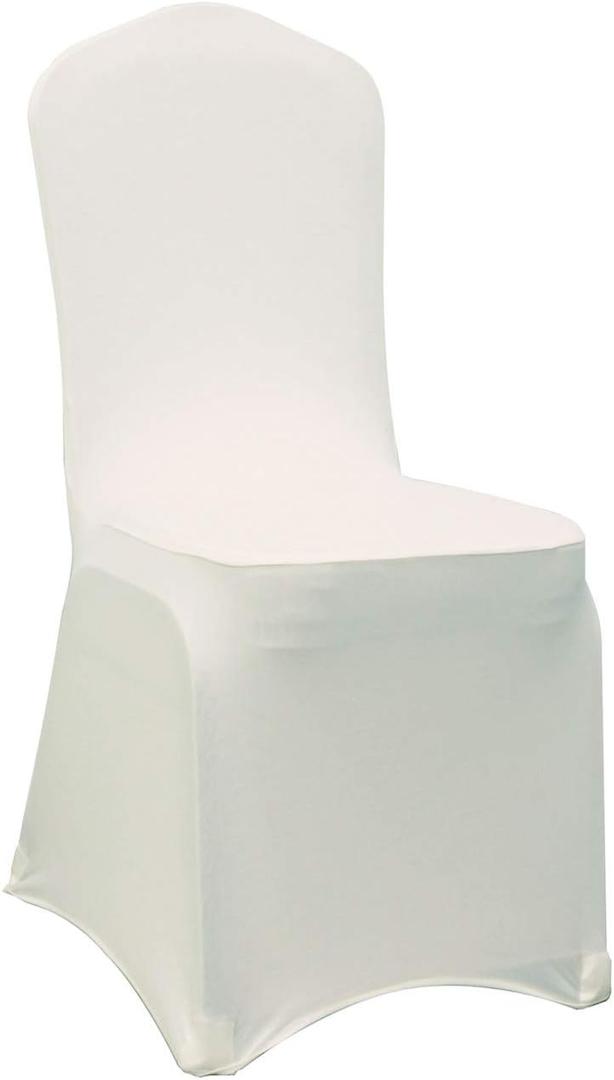 WELMATCH Ivory Stretch Spandex Chair Covers - 12 pcs Wedding Party Dining Scuba Elastic Chair Covers (Ivory, 12)