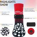 BINGPET 6PCS Dog Socks to Prevent Licking Paws with Grippers for Hardwood Floors Anti Slip, Winter Pet Shoes Booties, Extra-Thick Grip Dog Boots & Paw Protectors for Small Medium Large Senior Dogs, M