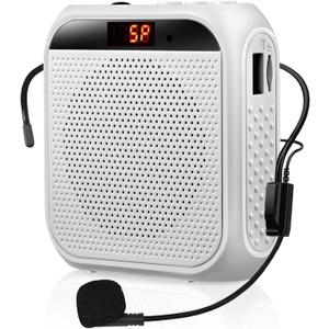 Portable Voice Amplifier for Teachers, Rechargeable Personal Amplifier Mic PA System Headset Microphone with Speaker for Teachers, Training, Meeting, Tour Guide, Yoga, Classroom (White)