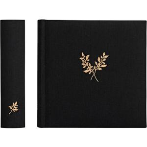 Elegant Linen Photo Album - 200 Acid-Free Pockets for 4x6 Pics - Perfect for Weddings & Gifts (Black No Window)
