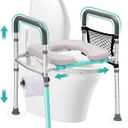 Raised Toilet Seat with Handles,Toilet Seat Risers for Seniors,Adjustable Height & Width,400 lbs Elevated Toilet Seat,Fit Any Toilet - Gray