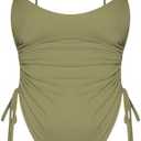 KRLAGAPAS Women's Sexy One Piece Bathing Suit Tummy Control Swimsuit  (Small, Matcha Green)