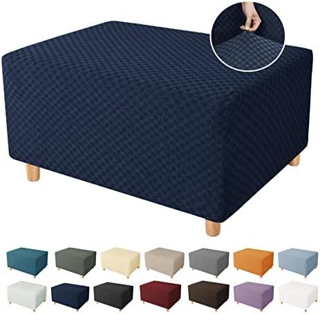 YEMYHOM Ottoman Cover Latest Jacquard Design High Stretch Folding Storage Footstool Protector Rectangle Removable Slipcover (Ottoman XX-Large, Navy)