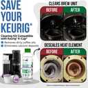 Keurig Compatible Descaling Solution and Keurig Cleaner Pods. Removes Limescale & Cleans Pod Area. Better Tasting & Hotter Coffee. 4 Uses of Descaler & Cleaner.