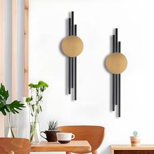 JFUJFU 3d Large Wall Art for Living Room Metal Black And Gold Decor for Entryway & Hallway & Dining Room (Set of 2, 23.5" x 6.7")