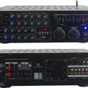 Pyle PMXAKB2000 - 2000 Watts (1000W + 1000W at 4 Ohms) DJ Karaoke Mixer and Amplifier with Built-in Bluetooth - 2 Microphone Inputs with Effects and EQ