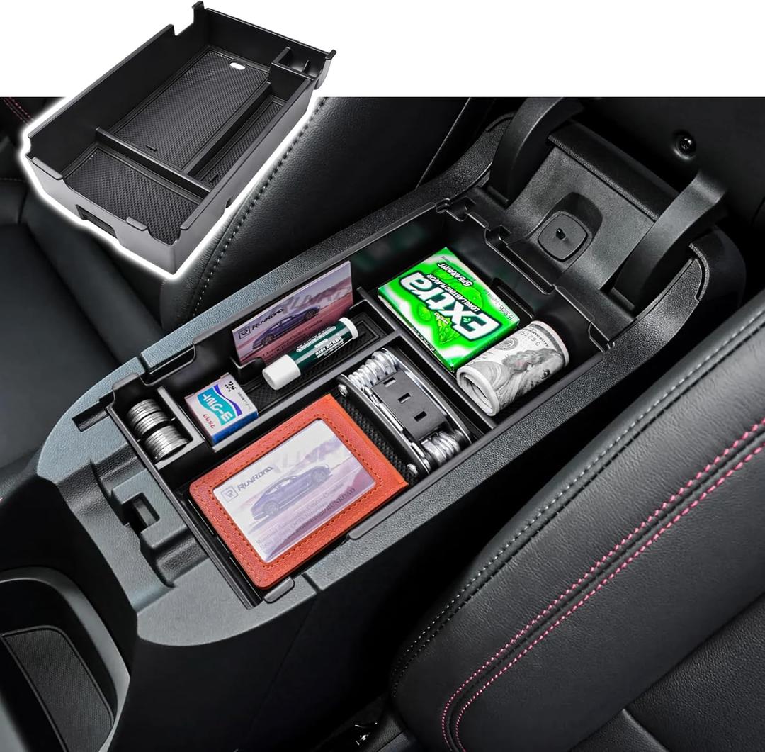 RUNROAD Center Console Organizer Tray Compatible with Chevy Equinox 2018 2019 2020 2021 2022 2023 2024 Accessories, Insert Armrest Tray Secondary Storage Box Coin Holder, Black