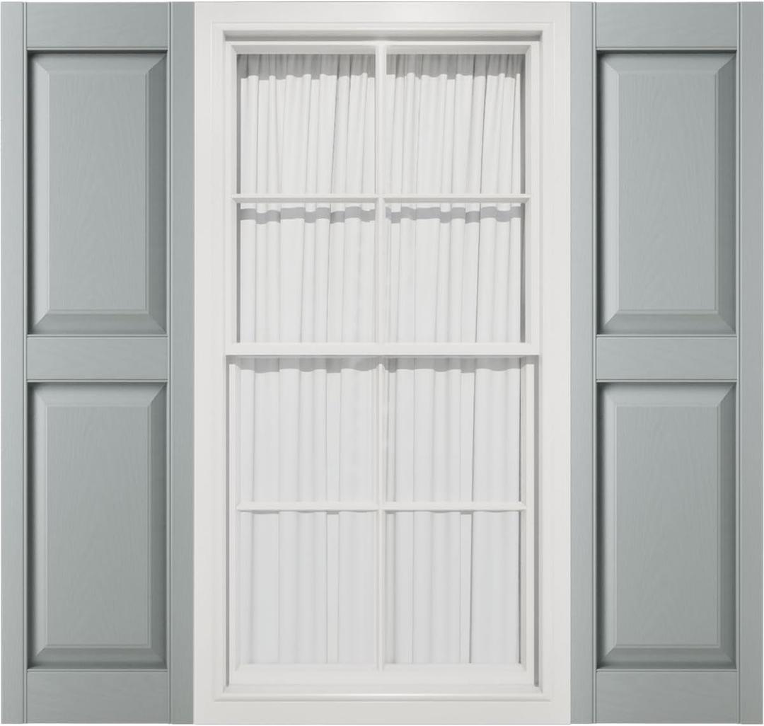 14 3/ 4"W x 35"H Mid-America Vinyl, Standard Size Williamsburg Double Panel Shutters, w/ Installation Shutter-Lok's & Matching Screws (Per Pair), 945 - Platinum