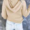 SHEWIN Women's Casual Hoodies Long Sleeve Solid Lightweight Pullover Tops Loose Sweatshirt with Pocket (Beige, XL)