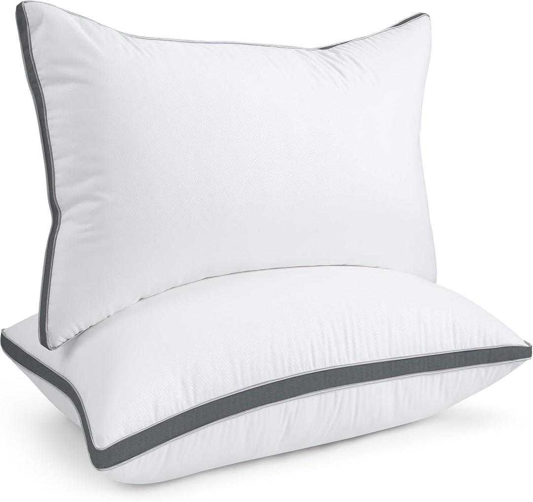 viewstar Bed Pillows Queen Sizes Set of 2, Hotel Quality Cooling Down Alternative Gusseted Pillows for Side, Back, or Stomach Sleepers, Dark Grey